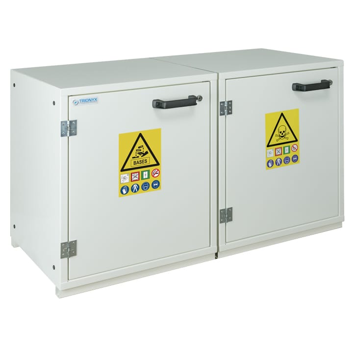 2- door underbench safety cabinet for bases and toxics