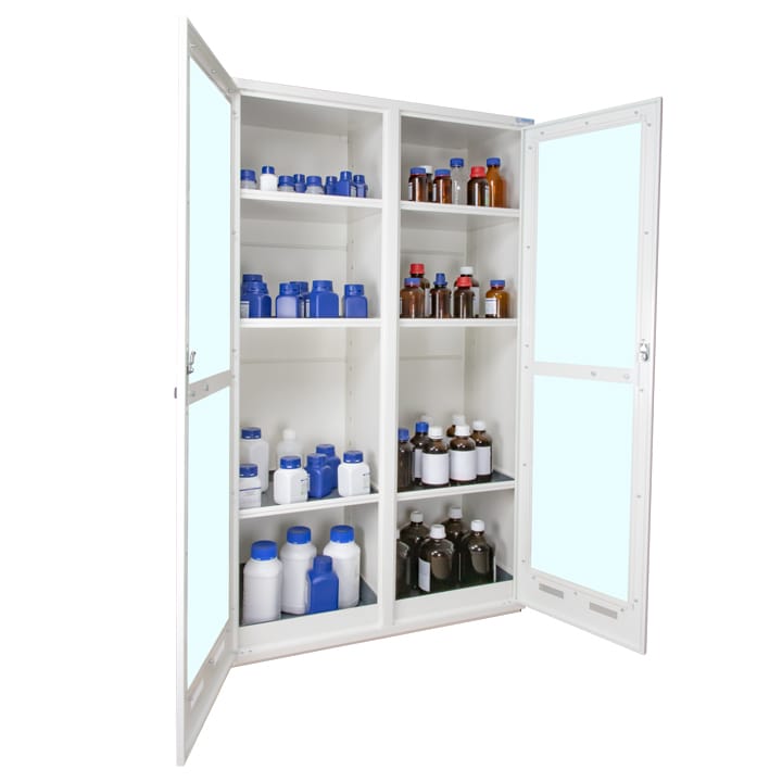2- glass door tall safety cabinet - 2 compartments