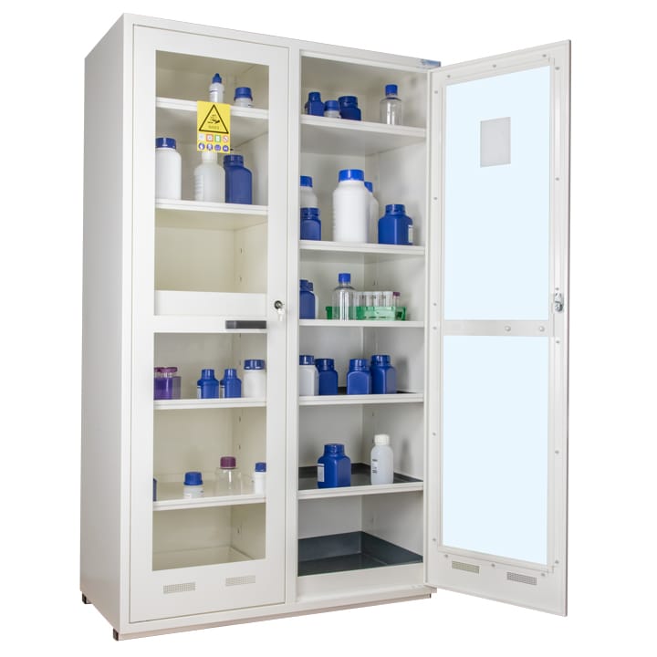 2- glass door tall safety cabinet - 4 compartments