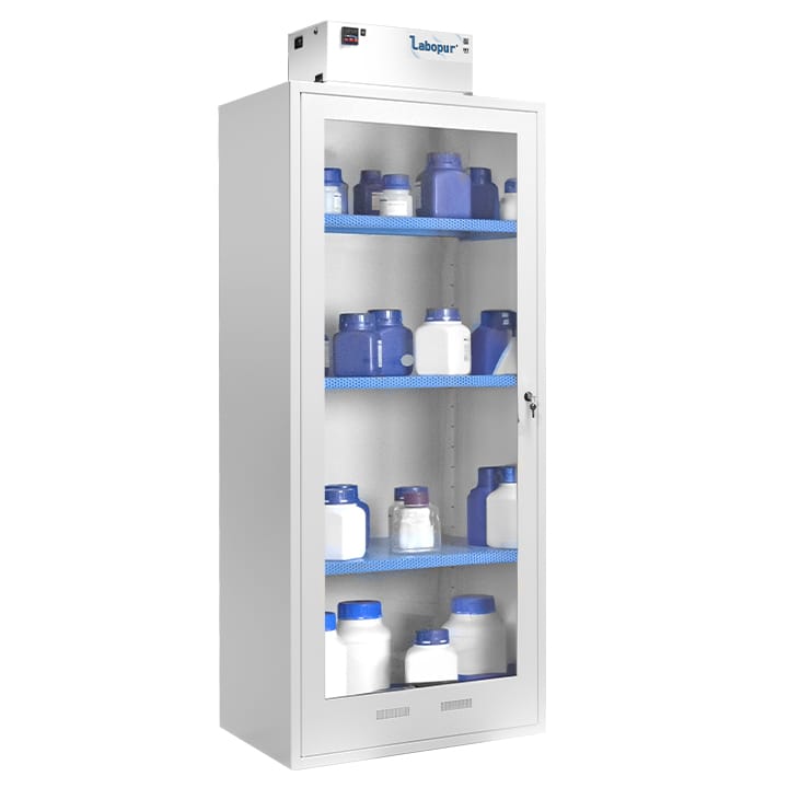 Cabinet with filtering ventilation