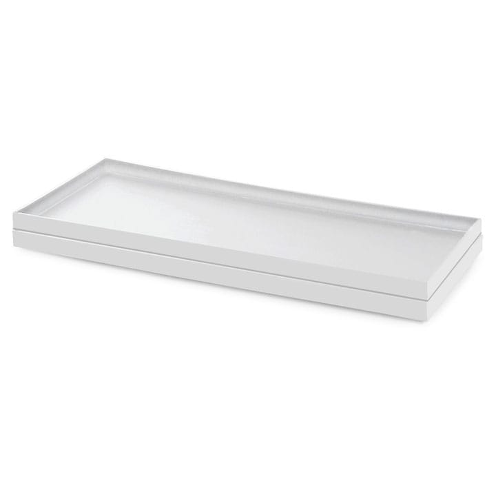 Retention shelf in white PVC, 3/10ths thick for E35 shelf