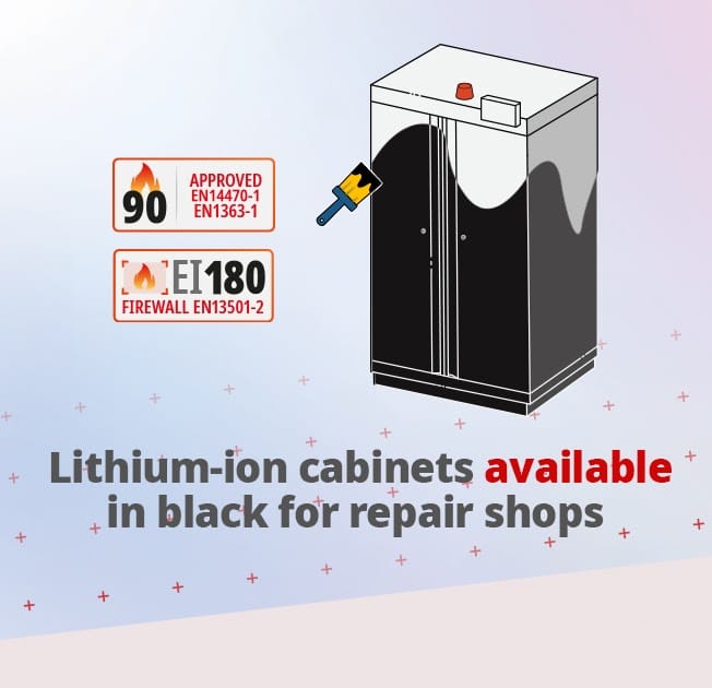LI-ion cabinets available in black for repair shops
