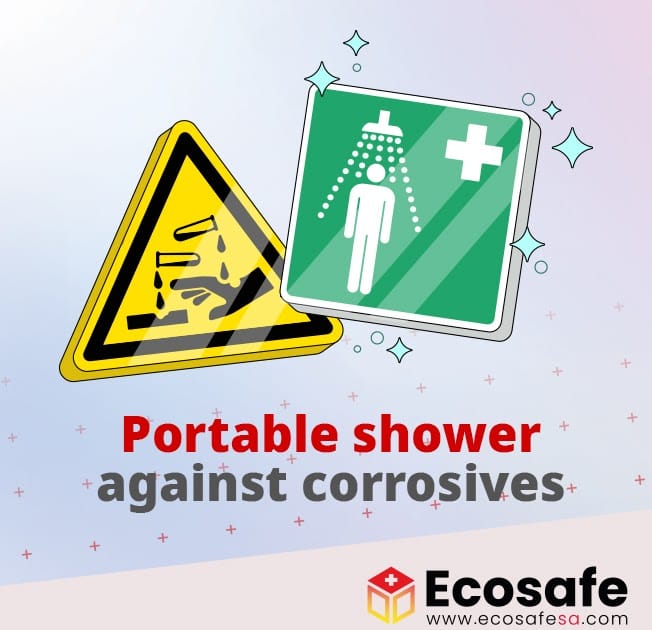 Portable shower against corrosives