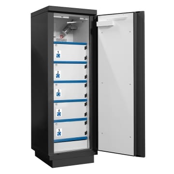 1 door cabinet with compartments for the storage of lithium batteries
