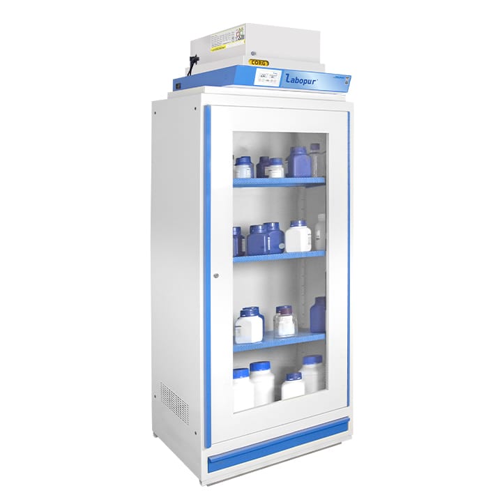 1- glass door tall safety cabinet with filtration