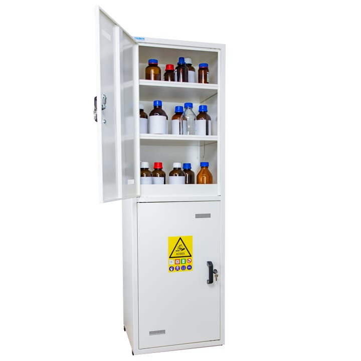 2- door tall safety cabinet - 2 compartments, including PVC equipments for acids