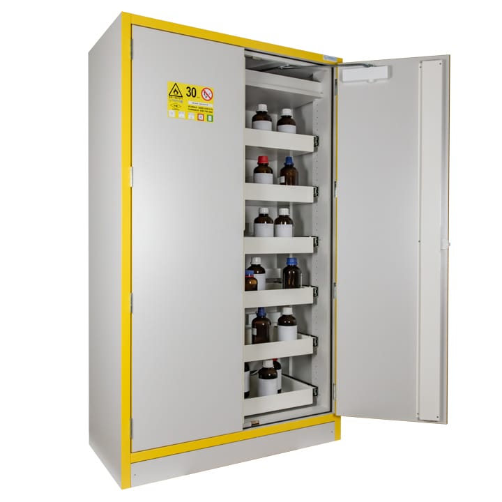 2- door tall safety cabinet Type 30 with 6 sliding drawers