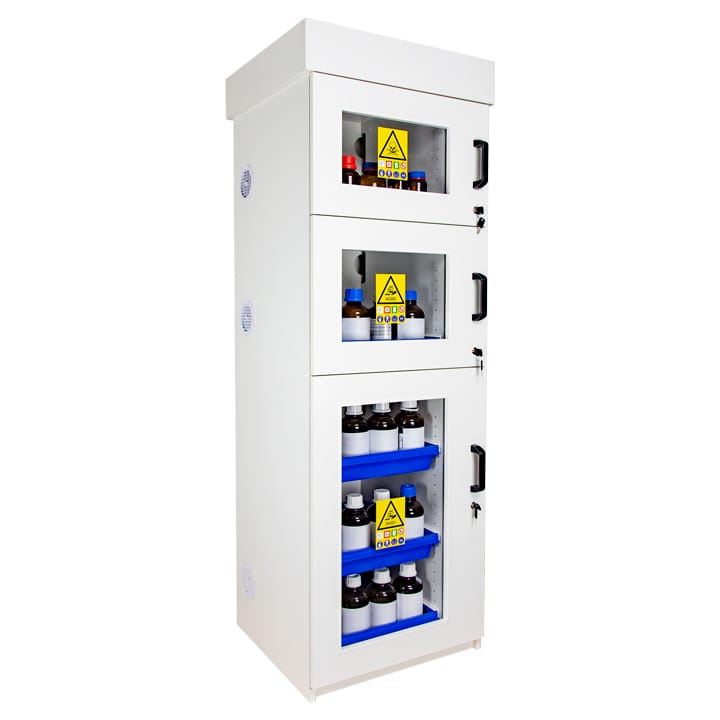 3- door tall PVC safety cabinet for acids and bases
