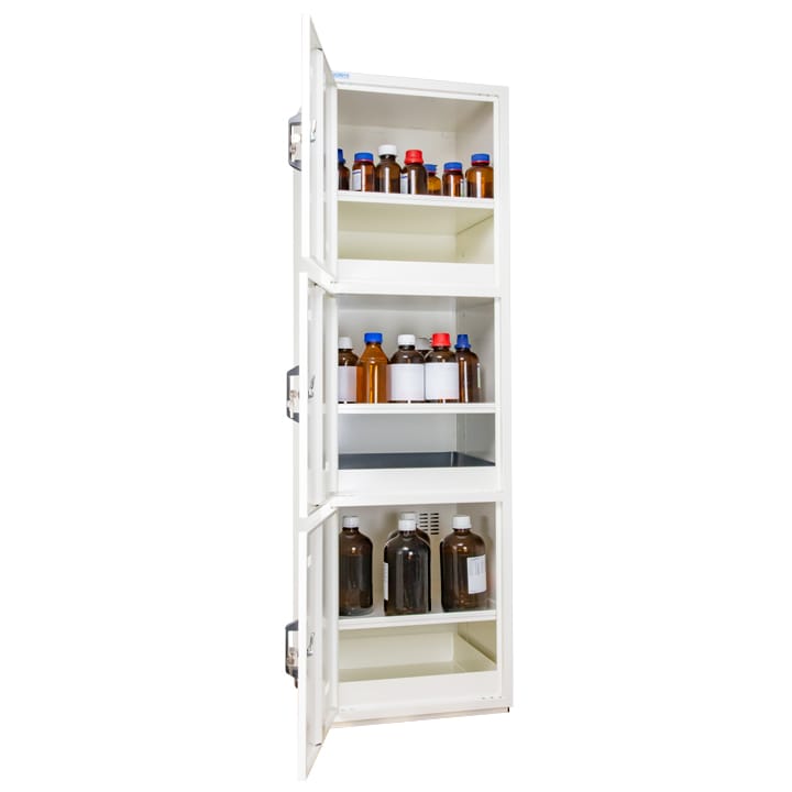 3- door tall safety cabinet - 3 compartments, including PVC equipments for acids