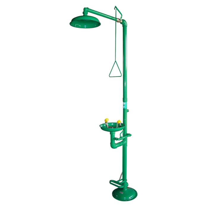 Combination shower eyewasher for indoor use