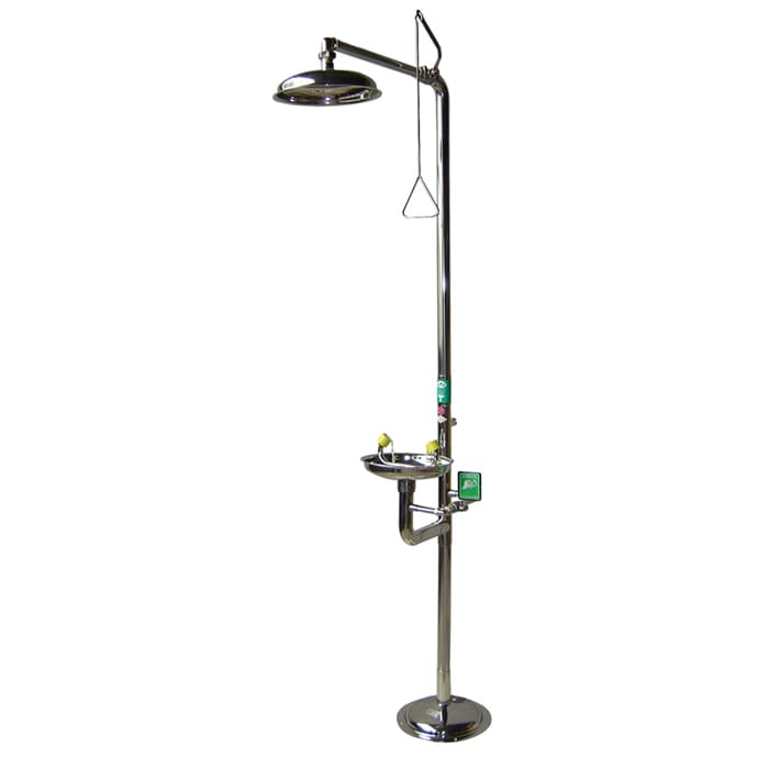 Combination shower eyewasher for indoor use