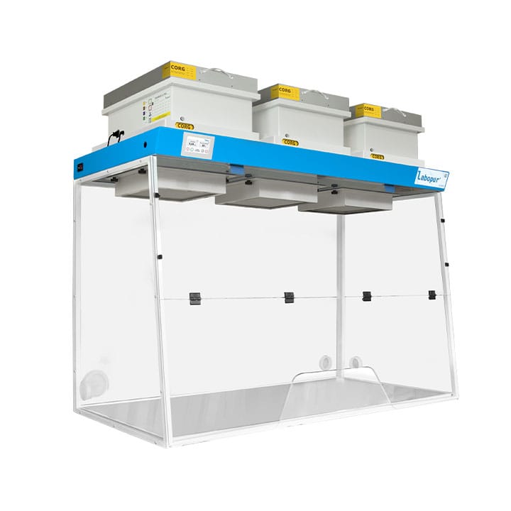 Ductless fume hood 1500 mm - 3 modules - for liquid & powder - one opening