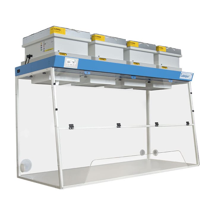 Ductless fume hood 1500 mm - 3 modules - for liquid & powder - large opening