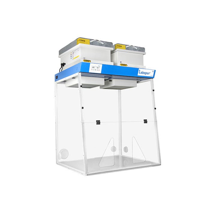 Ductless fume hood 900 mm - 2 Modules - for liquid & powder - two openings