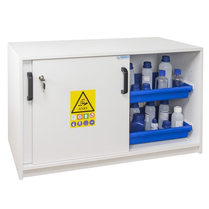 Eco-designed safety cabinet for acids and bases - 2 sliding doors