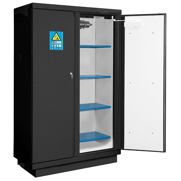 High safety cabinet 90 min lithium batteries 2 doors + 1 fire extinguisher EX200LI + 4 shelves E35LI