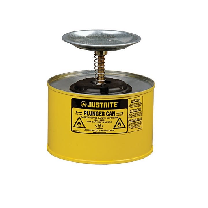 Plunger container built in galvanized steel