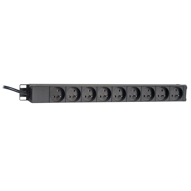 Rack of 6 electrical outlets equipped with a thermal-magnetic circuit breaker