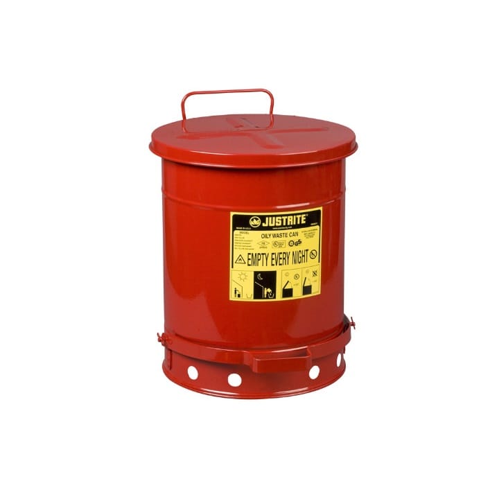 Red foot operated waste can - 20L