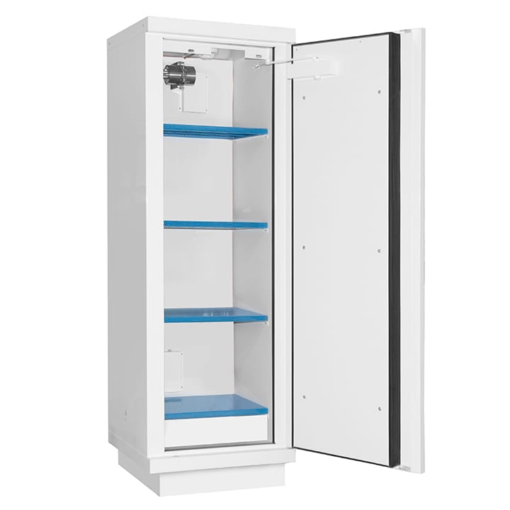 Safety cabinet 90 min lithium batteries hight 1 door with 1 fire extinguisher EX100LI + 4 shelves E48LI